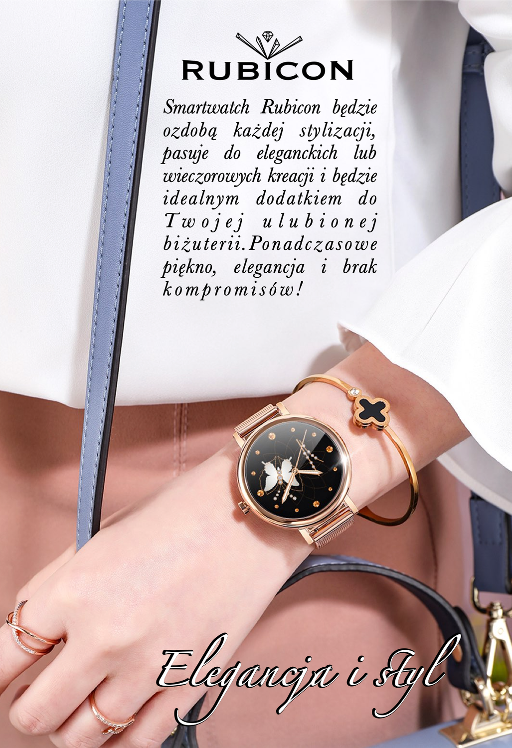 Smartwatch damski na bransolecie Rubicon RNBE64 Różowe złoto (1).jpg